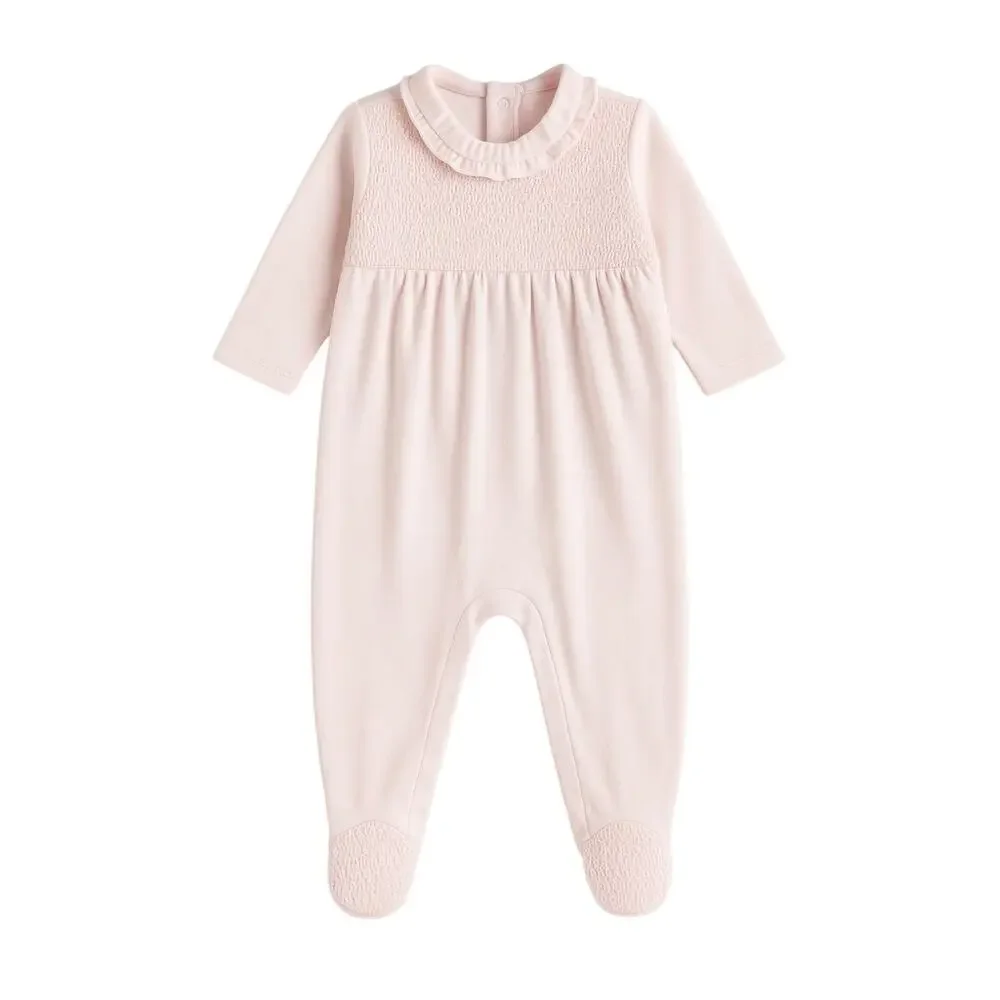 Kissy Kissy Baby Girls Pink Long Sleeve Ruffle Frogsuit One Piece Onesie Size 9M